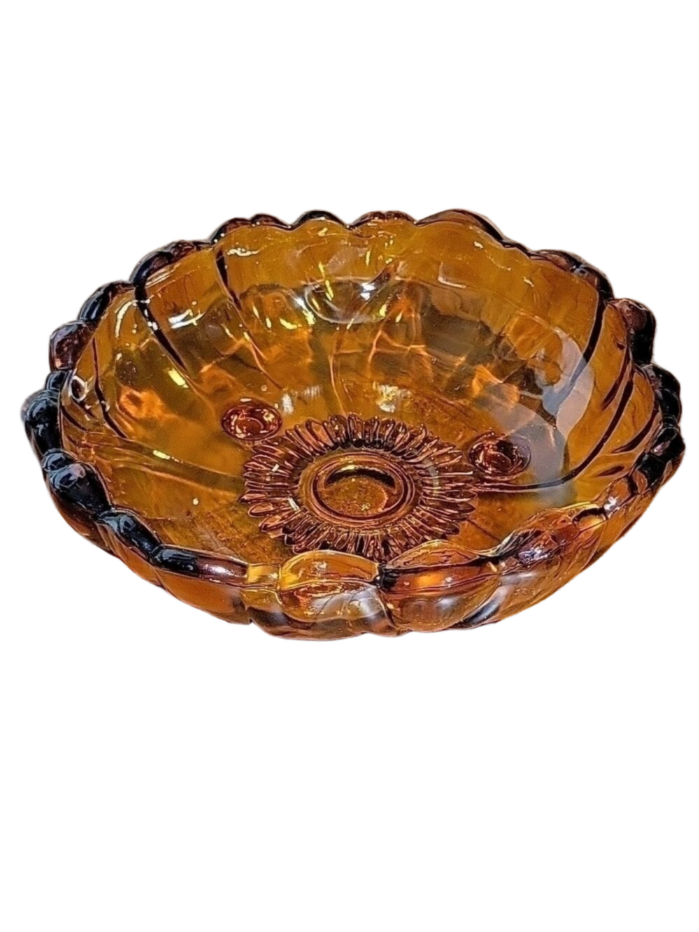 Vintage Mid-Century Indiana Colony Glass Amber Footed Salad/Fruit Bowl